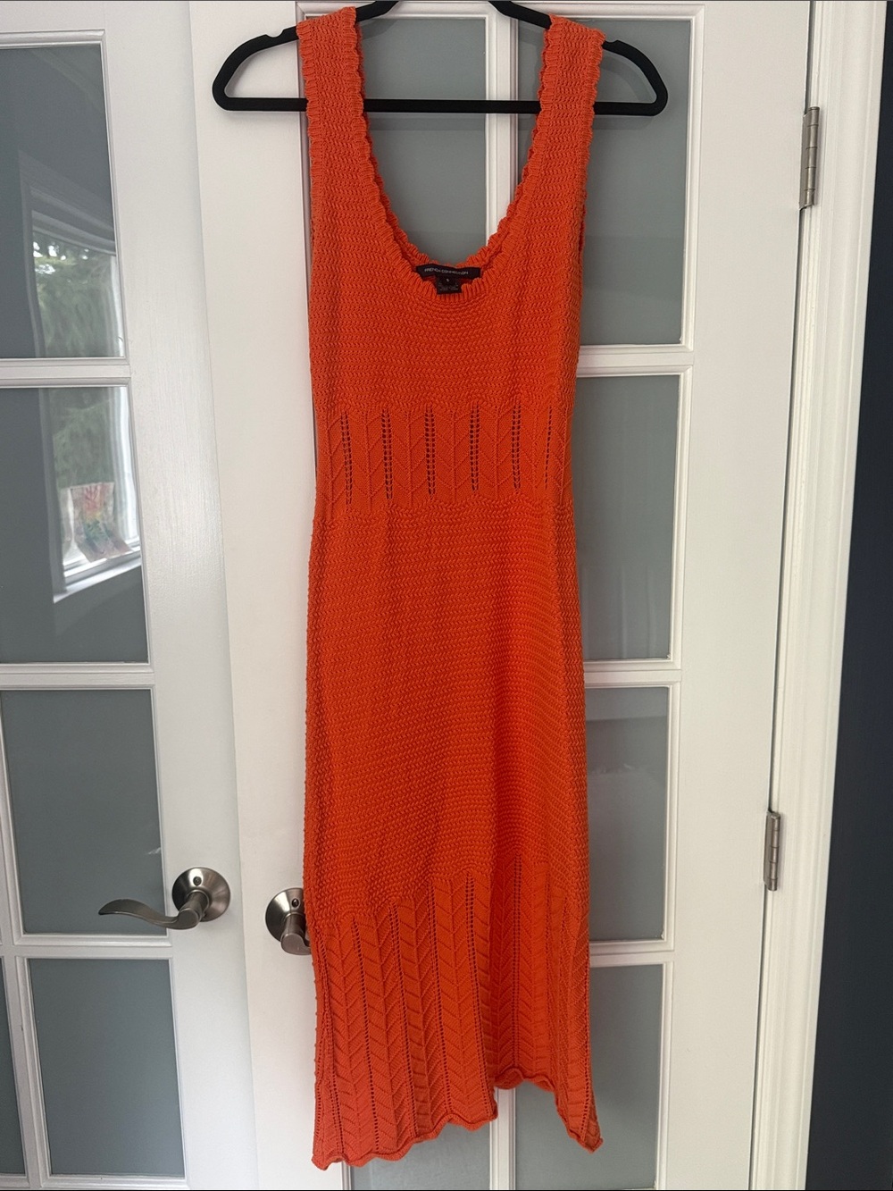 French Connection Bright Orange Sleeveless Knit Midi Dress